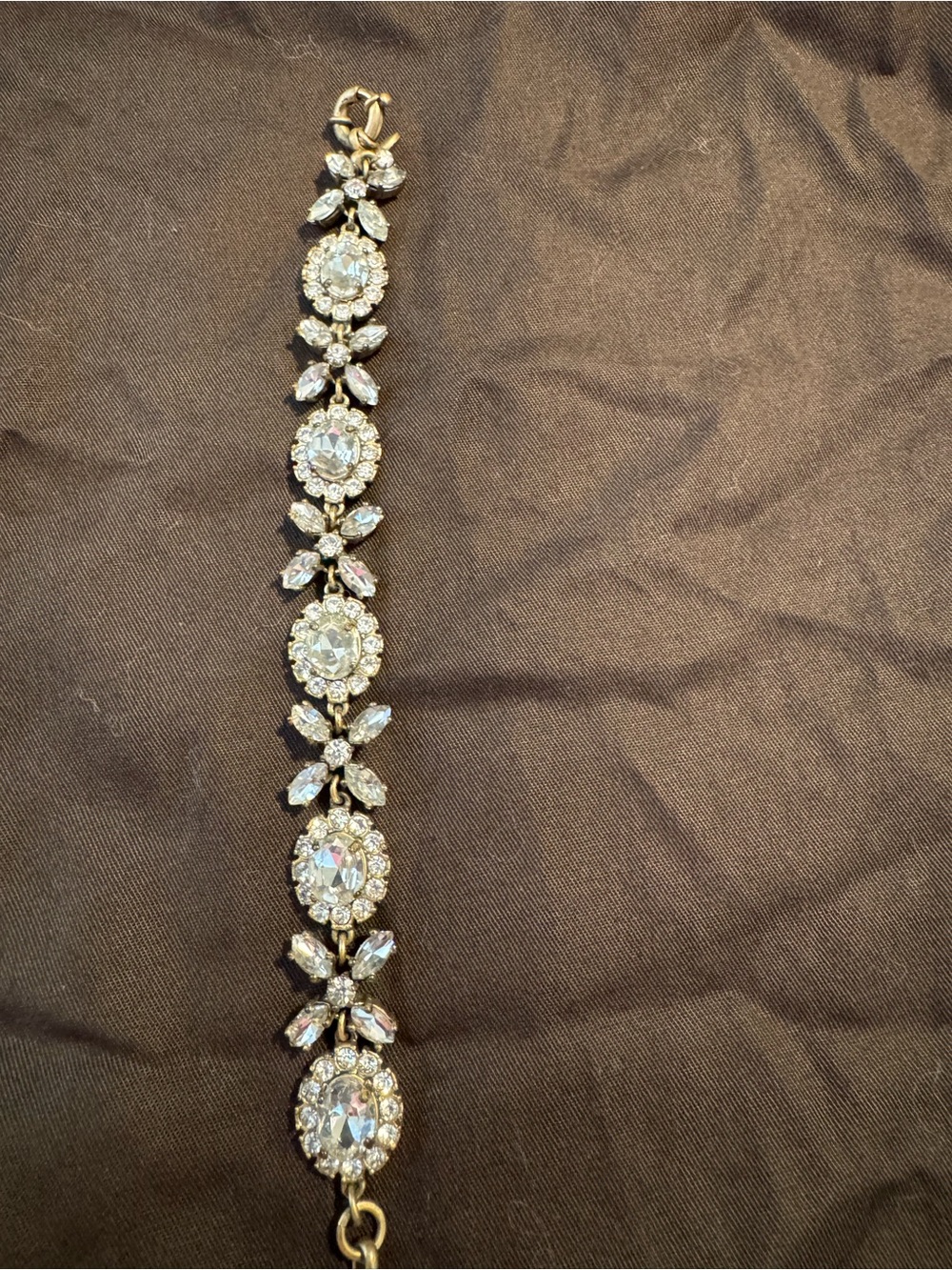 J. Crew Gold Tone Crystal Floral Bracelet in Clear and Gold